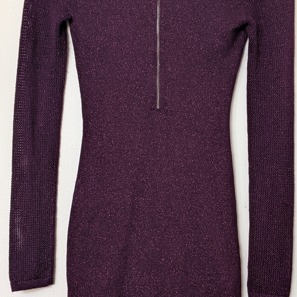Express Women's Purple Long Sleeve Dress Beautiful Spark Fabric Size Xs View 2